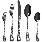 J 20-Piece Black Silverware Set Service For 5 Stainless Steel Flatware Cutlery