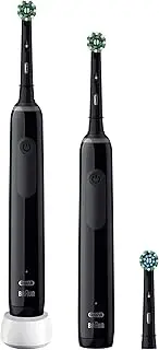[Oral-B] Pro 3 3900 Electric Toothbrush/Electric Toothbrush, Twin Pack & 3 Replacement Brushes, with 3 Cleaning Modes and Visual 360° Pressure Control for Dental Care, Gift Man/Women, Black