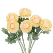 Artificial Ranunculus Flowers, 6 Stems Faux Permanent Flower Floral, Champagne