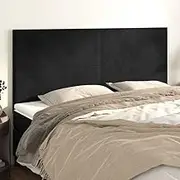 Upholstered Velvet Headboards for Bed Frame, Set of 4 Black Adjustable Wall Mounted Panels, 80x5x78/88 cm Tall Headboard