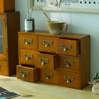 在飛比找松果購物優惠-ZAKKA 復古做舊木質 九格儲蓄櫃 多抽屜盒 雜物 桌面飾