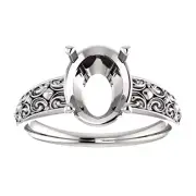 14K Gold Oval Cut Ring Setting Solitaire Antique Style Ring Mounting