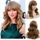 Blonde Wig With Bangs Long Wavy Curly WigSynthetic Heat Re sistant Wigs for W...