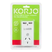 NEW Korjo Two Port USB Adaptor Plug for Australia and the USA