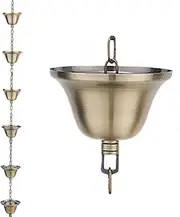 Rain Chain Rain Water Catcher 3.2-26.2FT Rain Chain Gutter Galvanized Iron with Hooks and Fixings Movable Hanging for Garden Rustproof Decorative Hanging Garden Ornaments,4m(13.1ft)