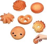 HANABASS Realistic Pretend Cookies 6pcs Artificial Biscuit Fake Biscuit Set for Party Home Decor and Role Play