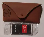 Ray-Ban Brown Leather Sunglasses Case With Cleaning Cloth