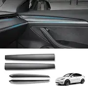 KKTR-CAR Tesla Model 3 Model Y Dash Wrap Dashboard Door Panel, Accessories for Carbon Fibre Interior Trim Kit (Matt Carbon Fiber1)