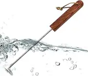 Pigtail Meat Flippers | Stainless Steel Pigtail Flipper Hook | Cooking Gadget, Food Twister with Wooden Handle for Vegetables, Ribs, Chicken and Hot Dogs