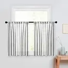 2 Panel Sheer Farmhouse Striped Short Small Cafe Curtains Tiers Kitchen Bathroom