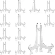 12-Pack Mini Easel, Clear Plastic Small Acrylic Stands, 5-Inch Plate Stands for Display, Pictures & Photo Holder, Home Decor, Book Frames, Art, Sports Cards, Coins, Birthdays, Weddings