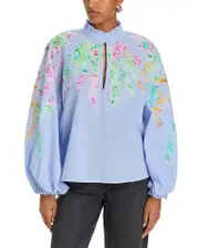 Essentiel Antwerp Printed Mandarin Collar Blouse