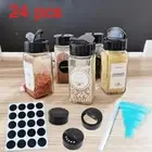 24pcs Clear Square Round Glass Jar Lid Spice Herb Seasoning Storage Container