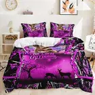 Purple Deer Tree Quilt Doona Duvet Covers Bedding Set Single Double Queen King