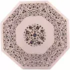 18" Marble Corner side Table Top Inlay Semi Precious Stones With marble Stand