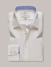 Hawes & Curtis Non-Iron White Fabric Interest Extra Slim Shirt | Contrast Detail Size: 15.5" collar, 36" sleeve
