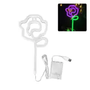 LED Rose Neon Sign USB/Battery Operated Decorative Night Lamps for Home Accessories-Purple