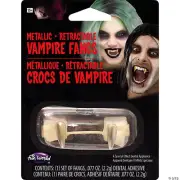 Silver Metallic Retractable Fangs - Morris Costumes