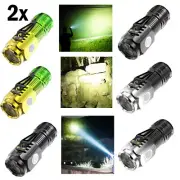 2PCS Mini Super Bright LED Flashlight Keychain Pocket Torch USB-Rechargeable