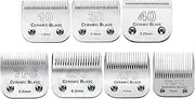 7pcs Dog Grooming Blades Compatible with Andis/Wahl/Oster Dog Clippers,Detachable Ceramic Blade & Stainless Steel Blade,Size:#3FC+4FC+5FC+7FC+10+30+40