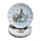 Beatrix Potter Peter Rabbit Bunny Easter Scalloped 11" Dinner Plates 4pc Set NEW