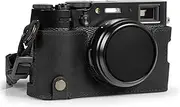 MegaGear Ever Ready Genuine Leather Half Camera Case Compatible with Fujifilm X100VI (Black)
