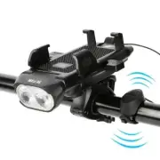 4 In 1 Bicycle Front Light USB Phone Holder Bike Horn MTB Flashlight Waterproof
