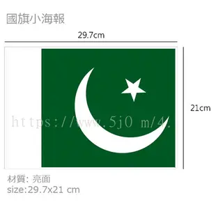 巴基斯坦 Pakistan 國旗 海報 / 世界國旗小海報