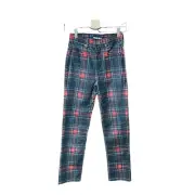 NWT Pam & Gela Tartan Plaid Slim Crop Pant Red Multi Size 25
