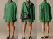 Balenciaga A Shape Pattern Houndstooth Coat a-Line Jacket New M