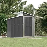 Outdoor Storage Shed with Door, Metal Tool Shed for Home/Backyard/Garden Tools/Lawn Care Equipment/Pool Supplies, 270 x 130 x 208.5 cm, Galvanised Steel