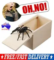 Funny Scare Box Wooden Prank Spider Hidden in Case Joke Gag Toy Hallowe PB