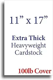 Extra Thick 11" x 17" Cardstock for Inkjet or Laser Printers - 100lb Cover 270 GSM Heavy Printer Paper - Matte Finish White - Great for Cards, Menu's, Posters, Covers 50 Sheet Pack White