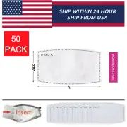 50 Pack PM2.5 Filters 5 Layer Replacement For Face Mask Cover (Women/Child)