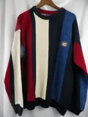 Vintage Ralph Lauren Chaps Sweater Mens XL Red White Blue Colorblock USA