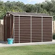 Garden Shed Brown 191x300x198 cm Galvanised Steel Outdoor Storage Tool Shed