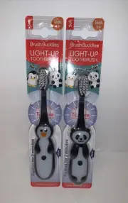 2 Brushbuddies Children Light-up Soft Toothbrush Penguin Panda 2 Minute Timer