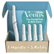 Gillette Venus Facial Razor, Exfoliating Dermaplaning Tool with 5 Blade Refills