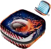 Period Bag,Sanitary Napkin Storage Bag,Baseball Flame Sports Water,Tampon Holder for Purse
