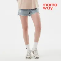 在飛比找momo購物網優惠-【mamaway 媽媽餵】雪花抽鬚牛仔孕婦短褲