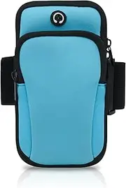 Running Armband, Diving Cloth Phone Armband Phone Holder Running Accessories for Men and Women, Dual Pockets Gym Phone Holder for Running, Cycling, Mountaineering (blue)