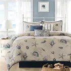 BEAUTIFUL BEACH COASTAL OCEAN CORAL SHORE SEASHELL NAUTICAL BLUE COMFORTER SET
