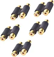 tunghey 5Pack Gold Plated RCA Female to Female Coupler, Dual Female RCA Adapter Cable Extension Connector for Amplifier, Subwoofer, Mixer