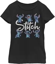 [Disney] Little, Big Lilo & Stitch Stitch Poses Girls Short Sleeve Tee Shirt