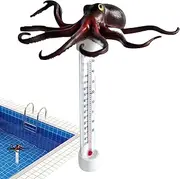 Pool Temperature Thermometers Floating - Swimming Pool Thermometer | Floating Water Thermometer | Easy to Read Octopus Shape Large Display Gauge for Water Aquarium Hot Tubs Outdoor Swimming
