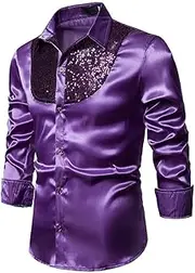[Generic] Turning 50 T Shirts for Men Men's Solid Button Slim Fit Turn-Down Collar Long Sleeve Top Blouse Shirt Vintage T Shirts Men