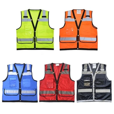 1PCS High Visibility Safety Vest Work Vest Workwear Safety Reflective Vest +
