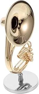 Yardwe Mini French Horn Model Realistic Brass Instrument Toy for Boys and Girls Collectors Decor