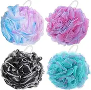 Bath Shower Sponge 60g/pcs Bath Loofahs Shower Pouf Body Scrubber Ball Mesh Pouf Bath Sponge 4 Pack
