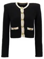 [Alessandra Rich] Alessandra Rich-Alpaca Cropped Cardigan Maglioni Nero-Donna 44IT Black